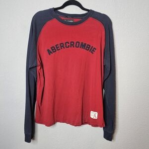 Vtg Abercrombie Mens L Raglan Tee Shirt Muscle‎ Crew Long Sleeve 3D Spellout